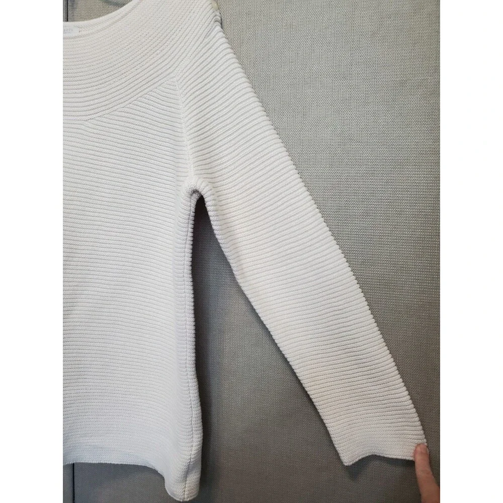 Talbots Woman Off-White 100% Cotton Boat Neck Pullover Sweater Size 1X